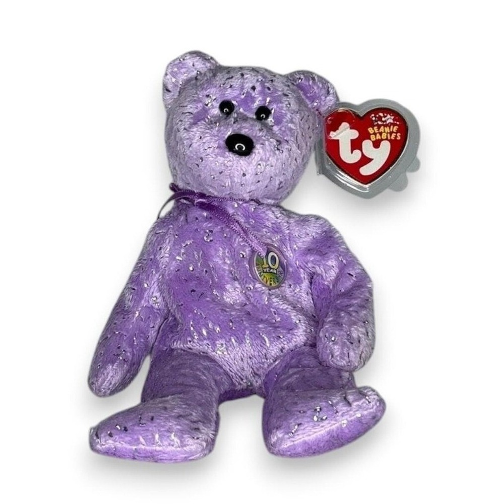 Decade the Bear | 10th Anniversary Celebration | Mint Heart Tag TY Beanie Baby